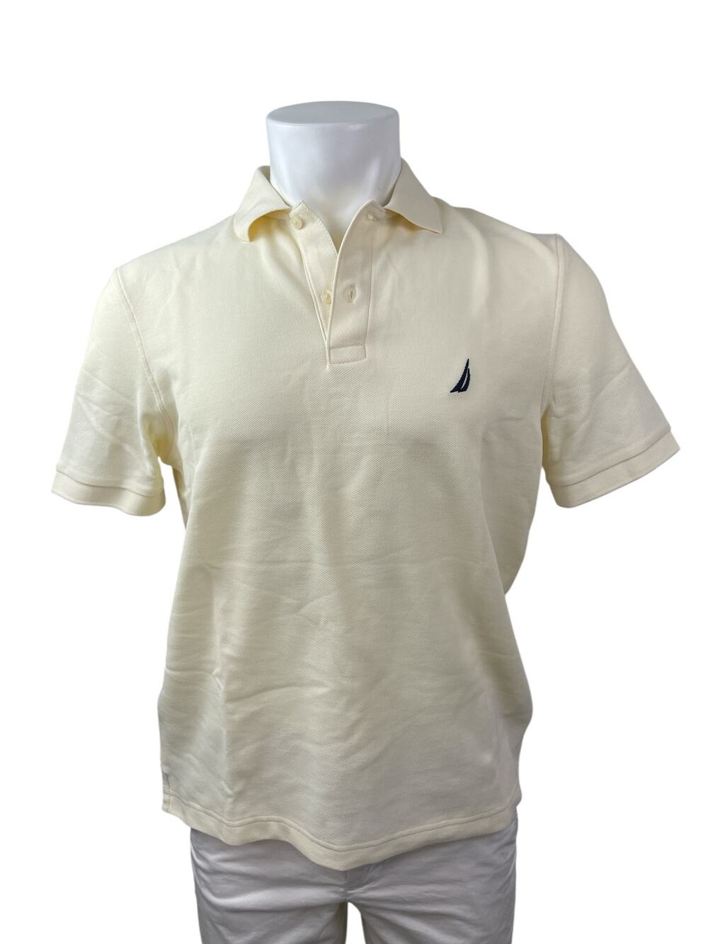 Nautica Performance Deck Men's Yellow Classic Fit Short Sleeve Polo Shirt Top S